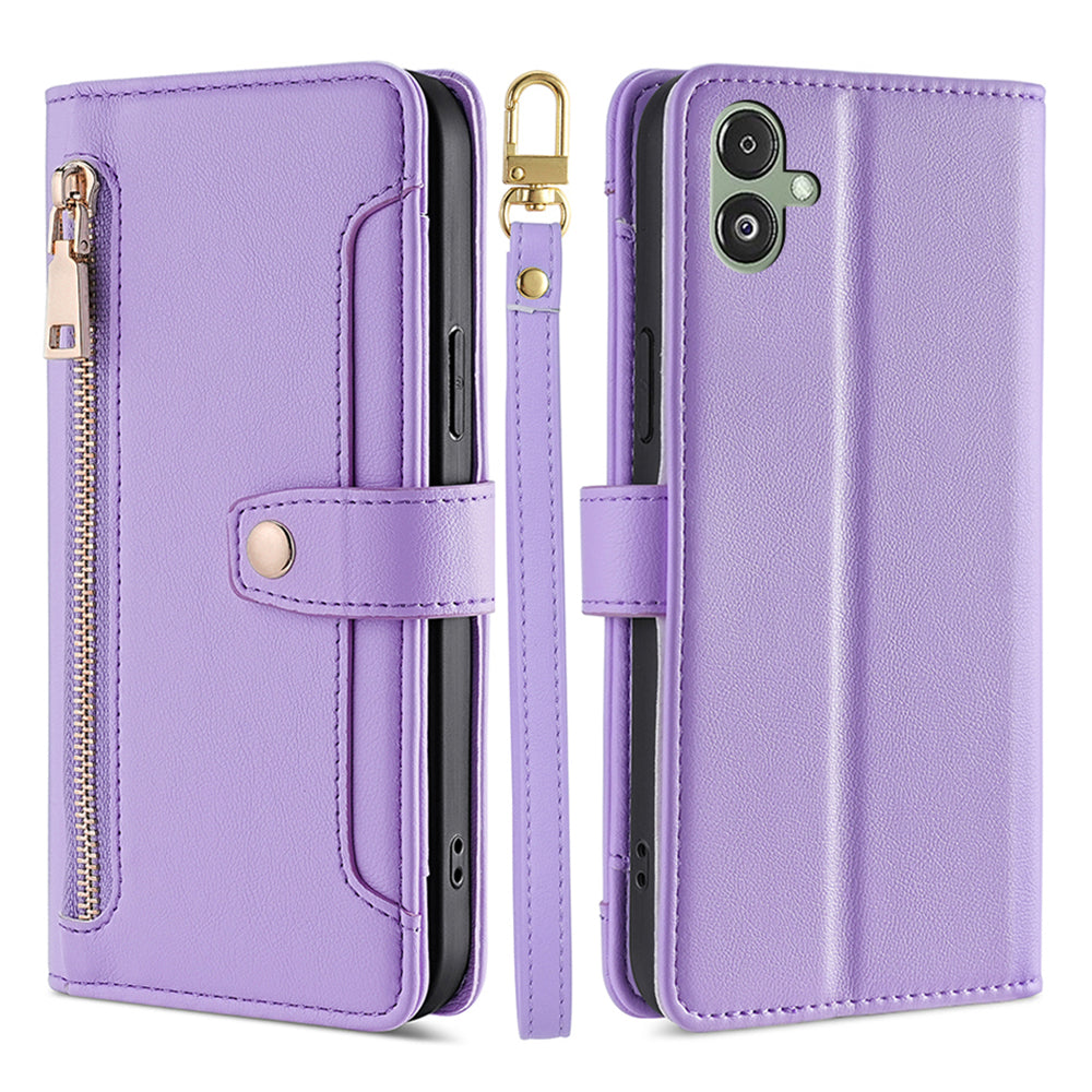 For Samsung Galaxy F14 5G Zipper Pocket Phone Case Anti-Drop PU Leather Wallet Phone Shell with 2 Straps For Samsung Galaxy F14 5G Zipper Pocket Phone Case Anti-Drop PU Leather Wallet Phone Shell with 2 Straps